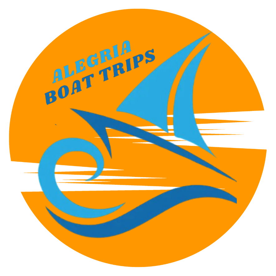 a blue sail boat and orange background